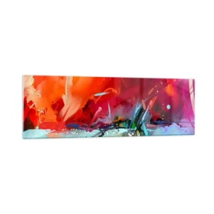 Glasbild - Bild auf glas - Abstrakte Landschaft in intensiven Farben - 160x50cm - Eine Explosion von Lichtern und Farben - Moderne Wanddekoration für Wohnzimmer und Schlafzimmer ARTTOR