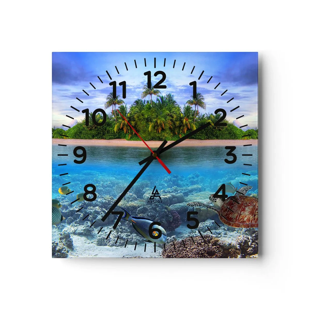 Wanduhr - Glasuhr - Heavenly Island lädt dich ein - 30x30 cm