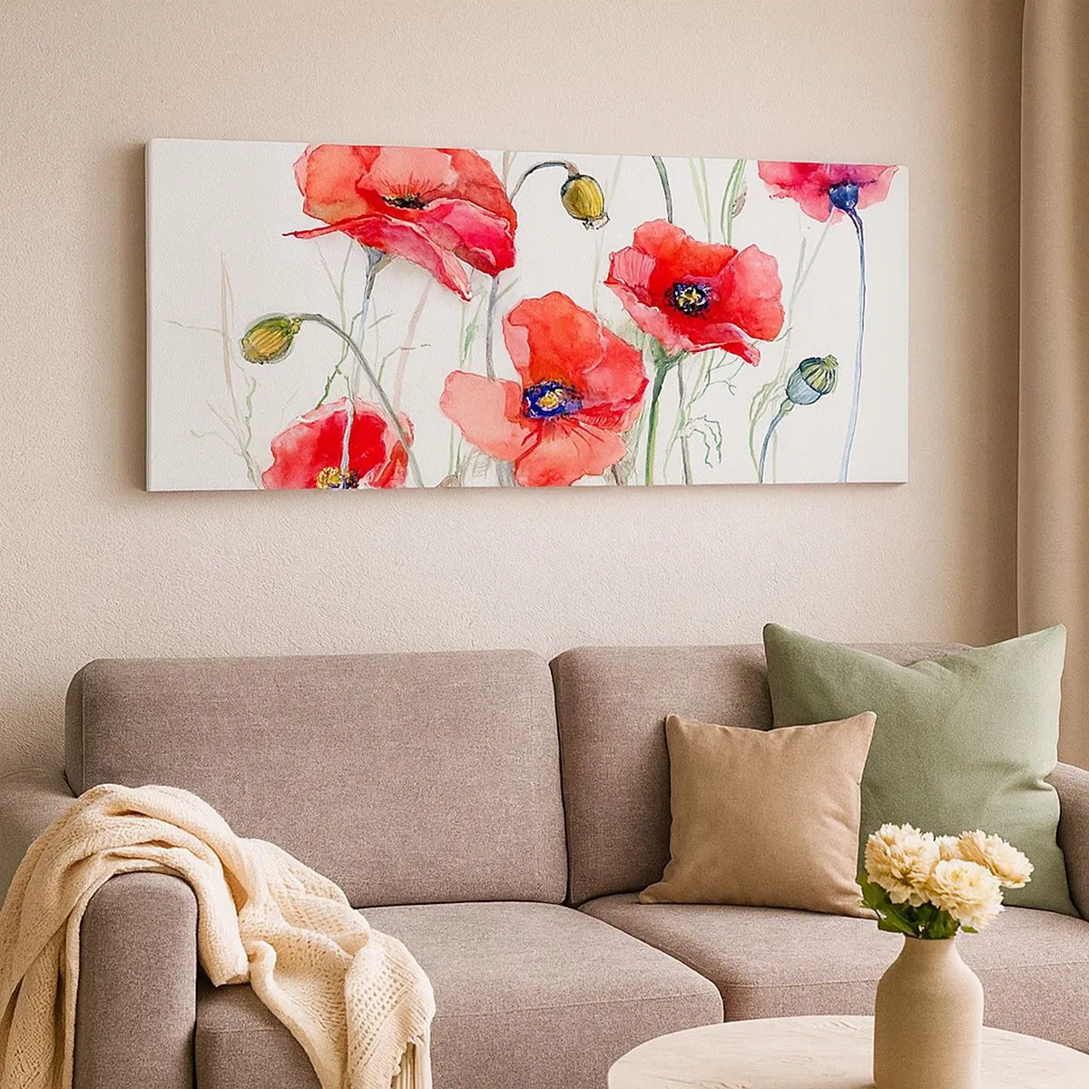 Bild auf Leinwand - Leinwandbild - Polnische Blumen - 100x40 cm