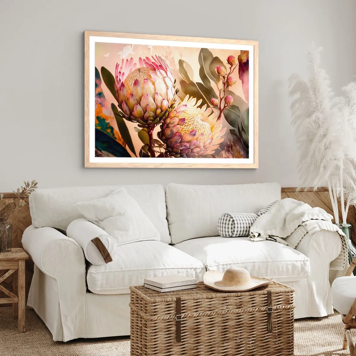 Poster in einem Rahmen aus heller Eiche - Zärtlich umarmt - 50x40 cm