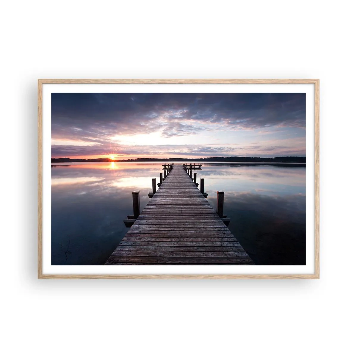 Poster in einem Rahmen aus heller Eiche - Eine stille Grenze zwischen Tag und Nacht - 100x70 cm