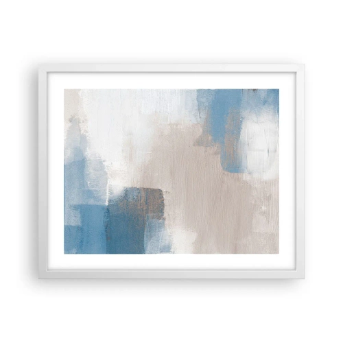 Poster in einem weißen Rahmen - Rosa Abstraktion hinter einem blauen Vorhang - 50x40 cm