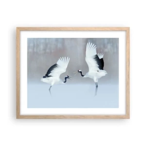 Poster in einem Rahmen aus heller Eiche - Tanz im Nebel - 50x40 cm