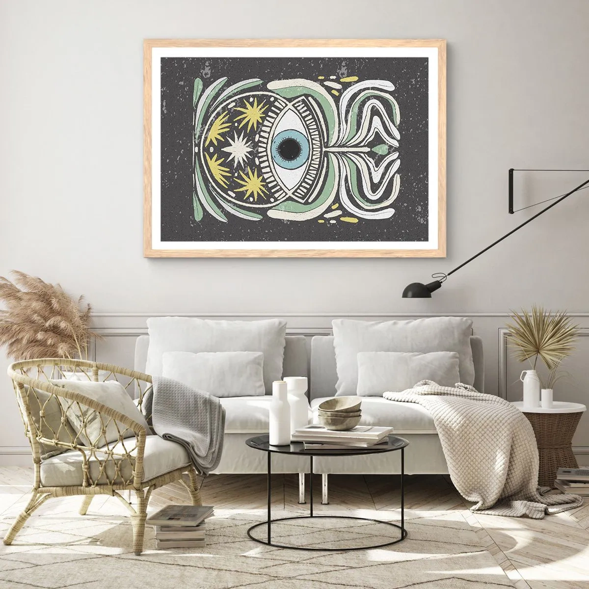 Poster in einem Rahmen aus heller Eiche - Stammesrituale - 50x40 cm