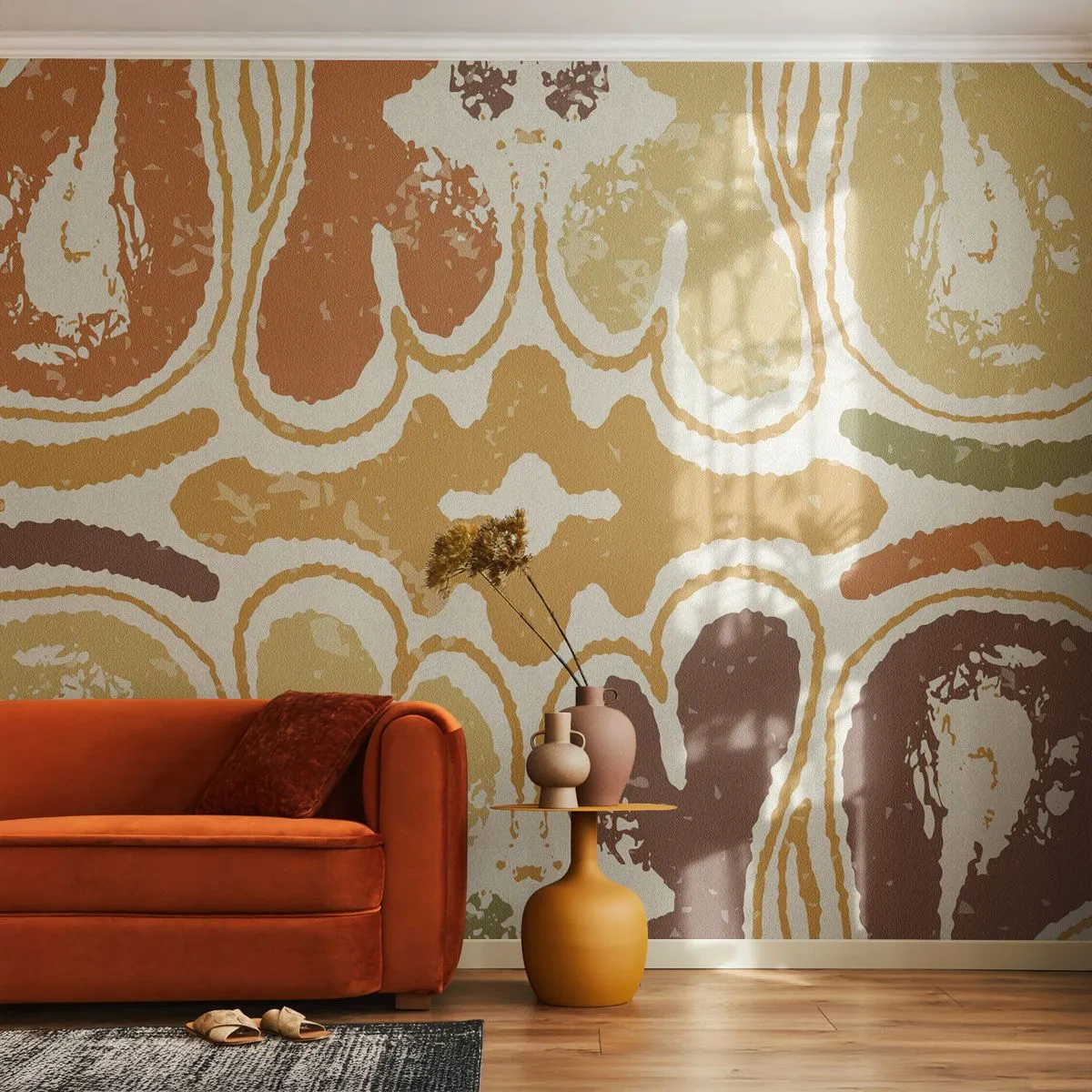 Fototapete Premium Sand - Symmetrisches Muster in warmen Erdtönen - 100x70cm - Sentimentale Abstraktion - Moderne Wanddekoration für Wohnzimmer und Schlafzimmer ARTTOR