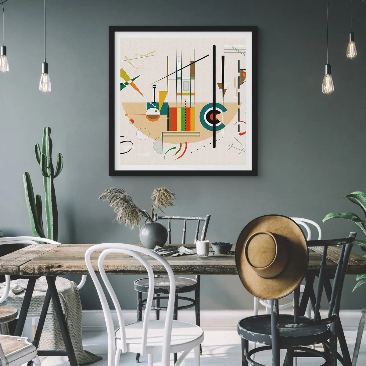 Poster in einem schwarzem Rahmen - Und die Welt lacht - 50x50 cm