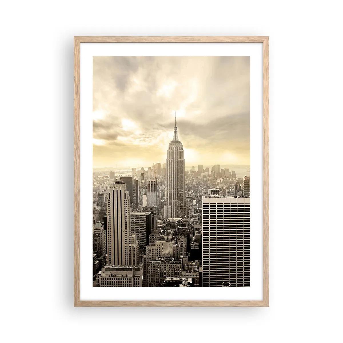Poster in einem Rahmen aus heller Eiche - New York aus Grau - 50x70 cm