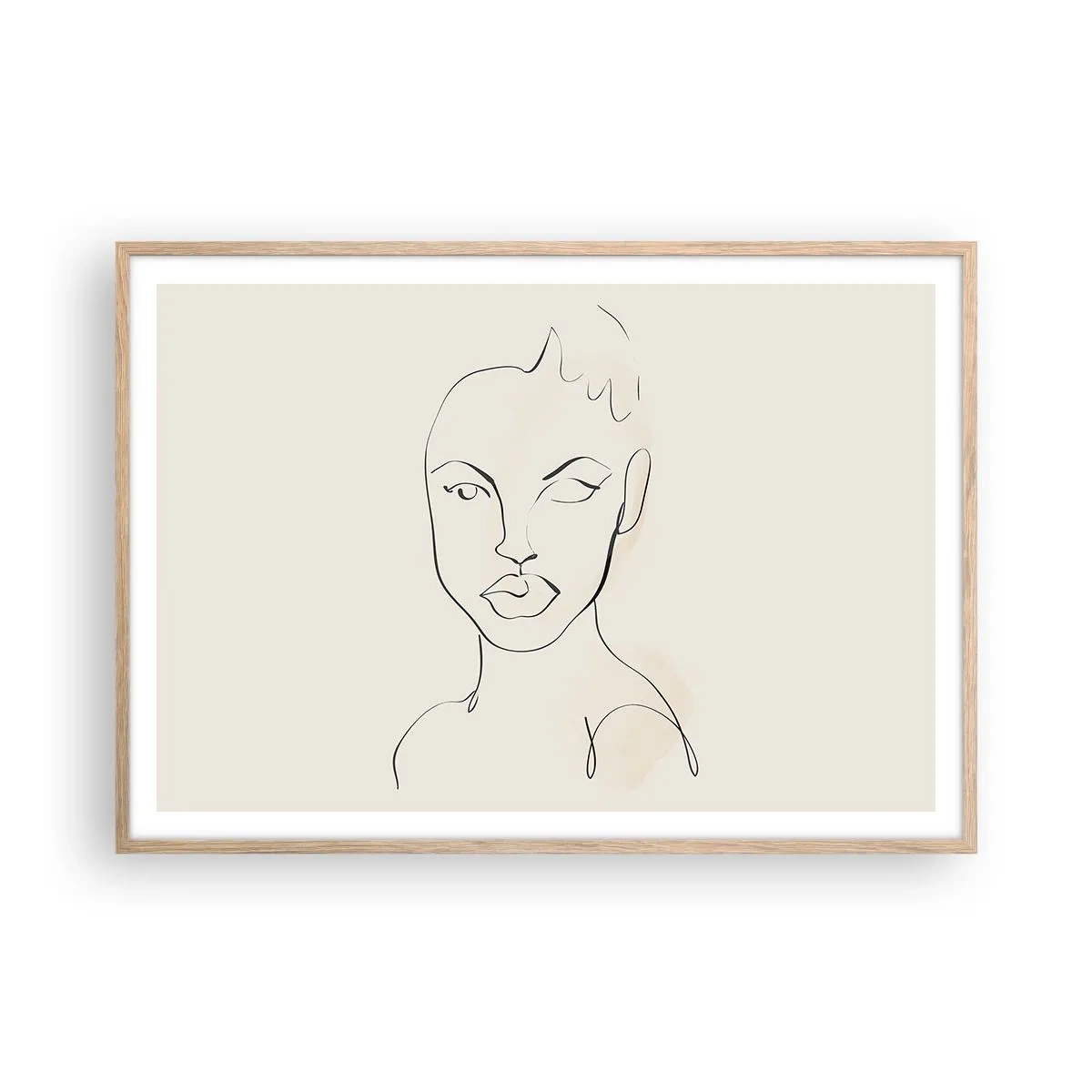 Poster in einem Rahmen aus heller Eiche - Umriss der Sinnlichkeit - 100x70 cm