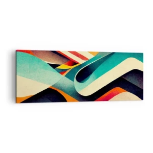 Bild auf Leinwand - Leinwandbild - Bunte abstrakte Wellen in einer dynamischen Komposition - 140x50cm - Intensive Komposition - Moderne Wanddekoration für Wohnzimmer und Schlafzimmer ARTTOR