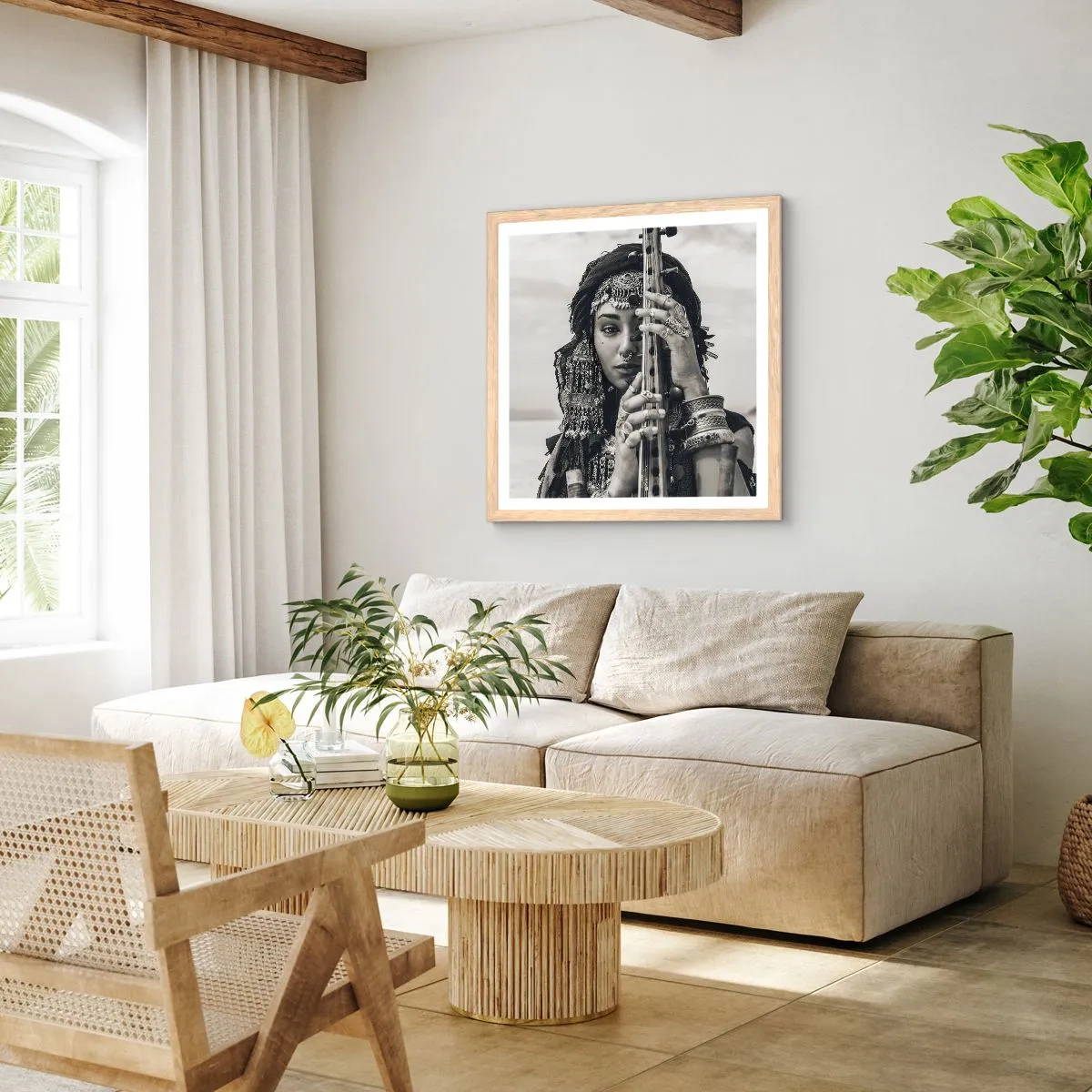 Poster in einem Rahmen aus heller Eiche - Die Musik des Orients selbst - 30x30 cm