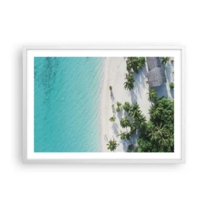 Poster in einem weißen Rahmen - Urlaub im Paradies - 70x50 cm