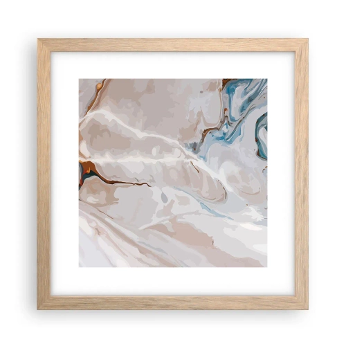 Poster in einem Rahmen aus heller Eiche - Blau schlängelt sich unter dem Weiß - 30x30 cm