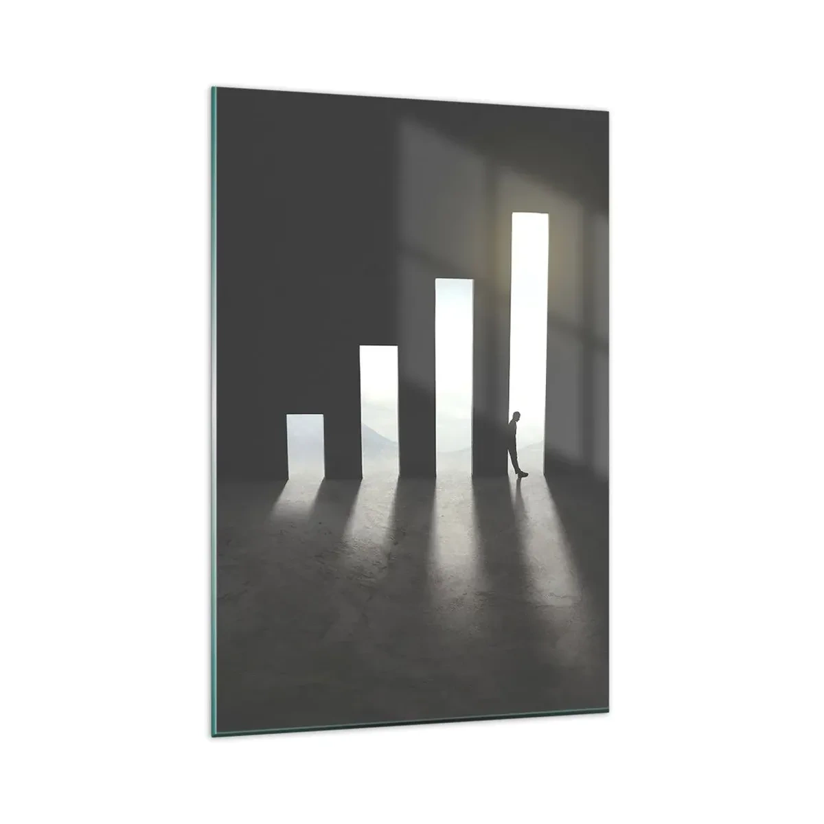 Glasbild - Bild auf glas - Symbolisches Wachstum in Form von lichtdurchfluteten Passagen - 80x120cm - Erfolg –