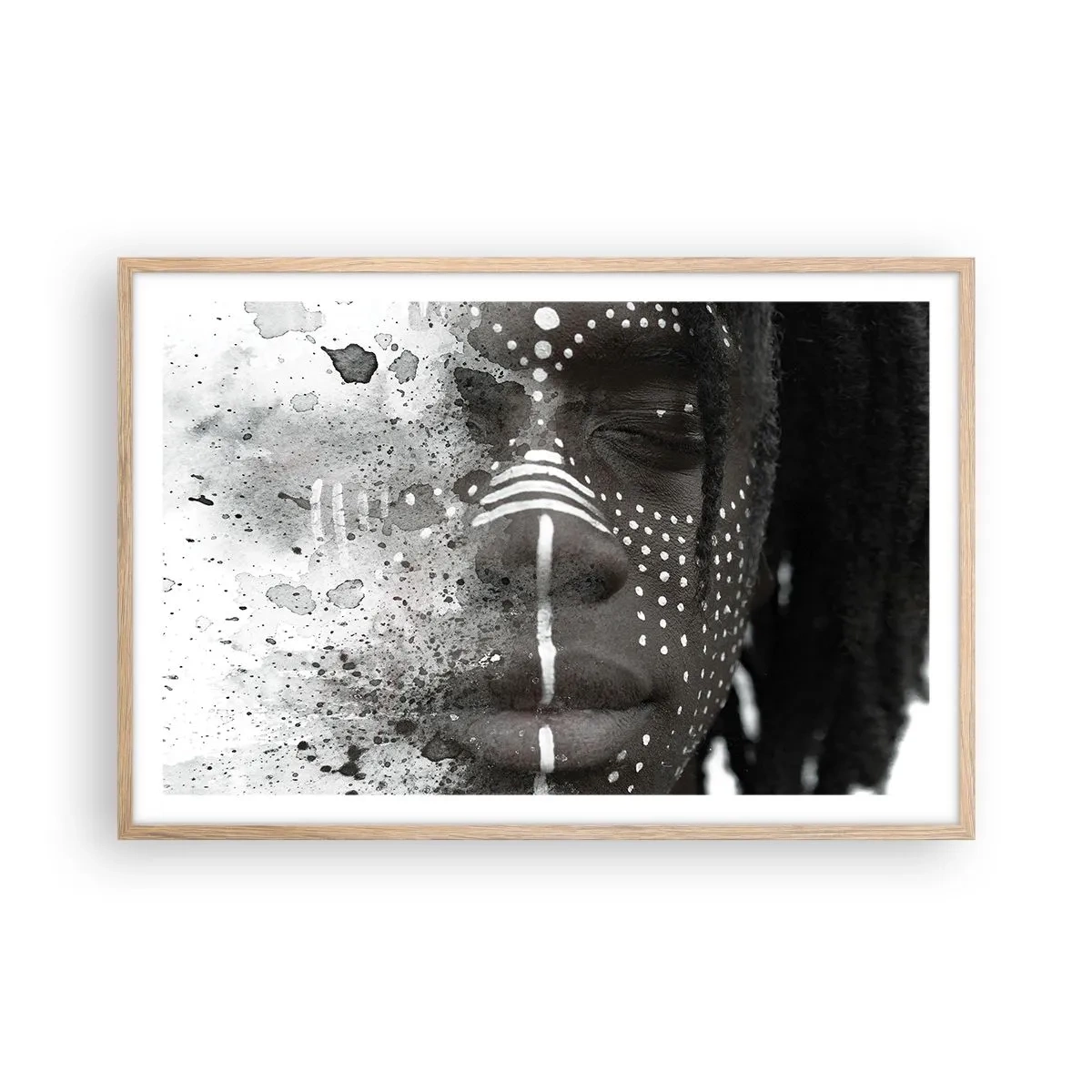 Poster in einem Rahmen aus heller Eiche - Entdecke den Urgeist - 91x61 cm