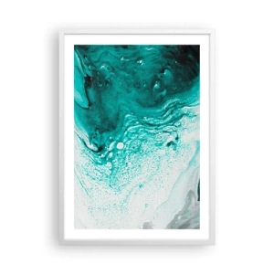 Poster in einem weißen Rahmen - Verschmelzen in Weiß und Türkis - 50x70 cm