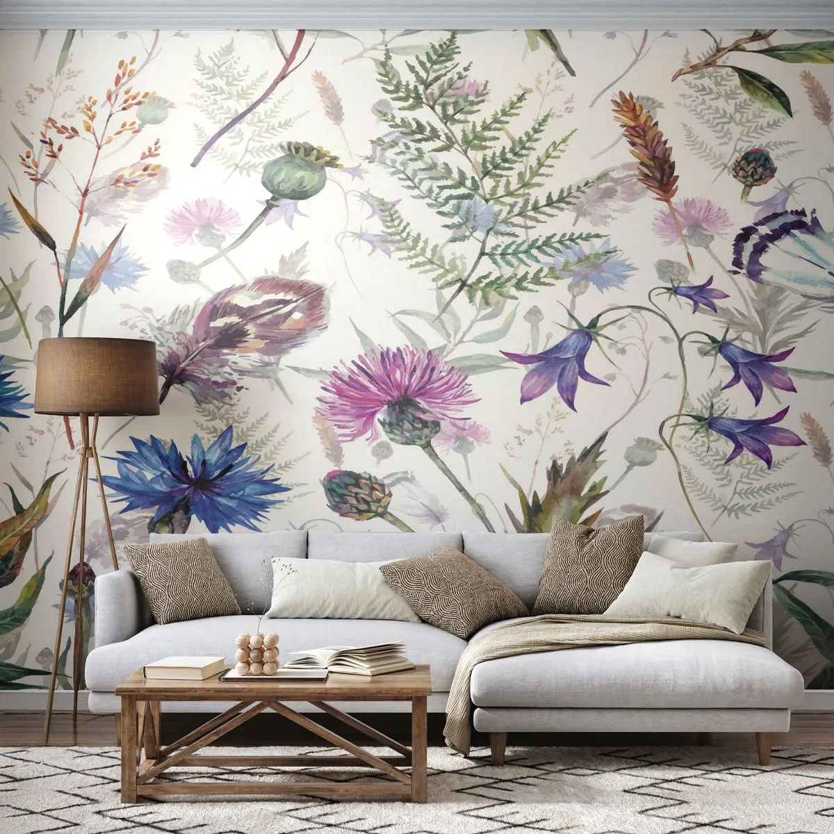Fototapete Premium Sand - Polnisches Herbarium - Feldblumen, Garten, Natur - 100x70 cm