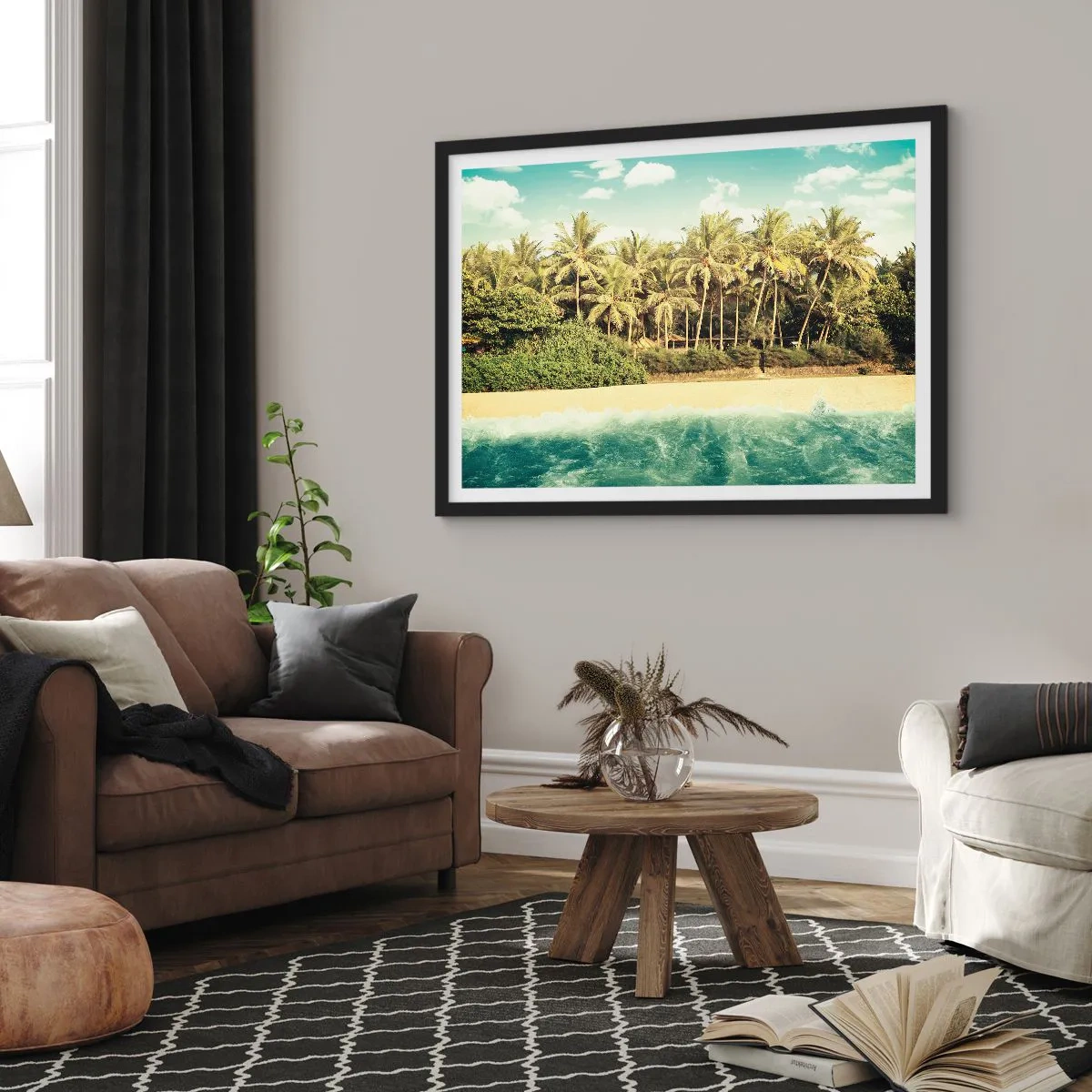 Poster in einem schwarzem Rahmen - Wie wäre es hier? - 40x30 cm