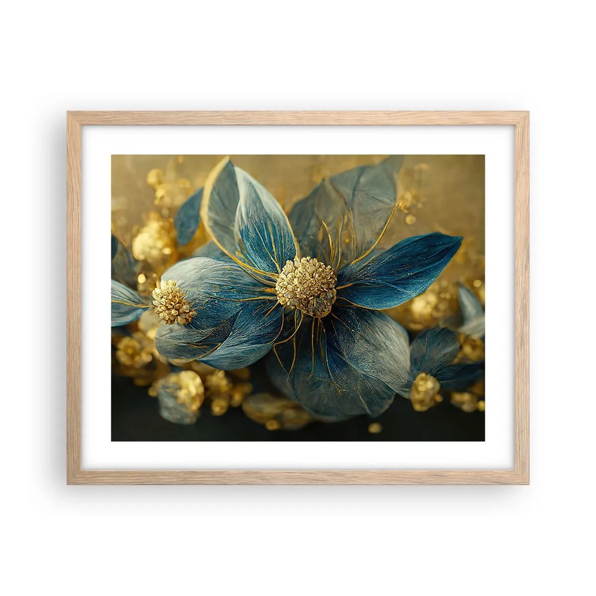 Poster in einem Rahmen aus heller Eiche - Mit Gold blühen - 50x40 cm