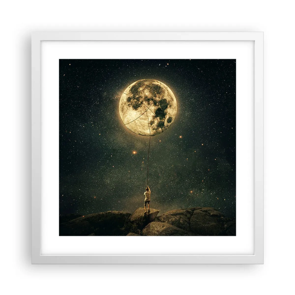Poster in einem weißen Rahmen - Der Mann, der den Mond gestohlen hat - 40x40 cm
