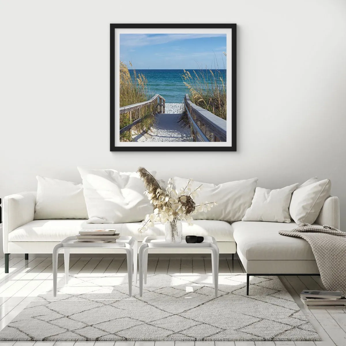 Poster in einem schwarzem Rahmen - In der Sonne, im Wind - 50x50 cm