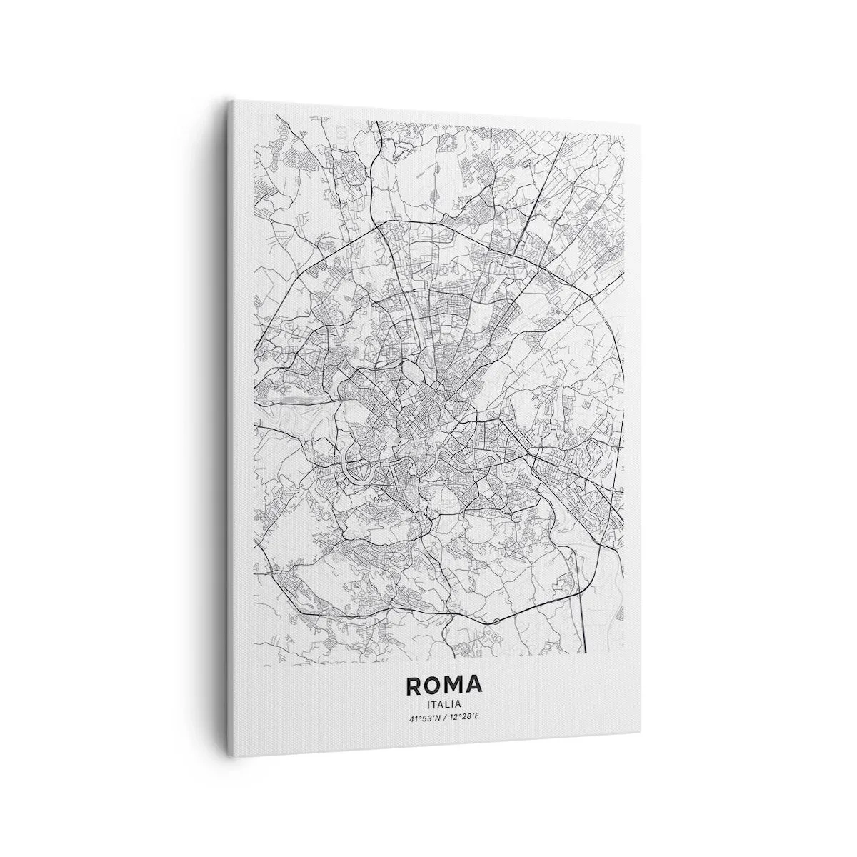 Bild auf Leinwand - Leinwandbild - Ein Stadtplan im minimalistischen Stil mit zarten Linien - 50x70cm - Römischer Kreis - Moderne Wanddekoration für Wohnzimmer und Schlafzimmer ARTTOR