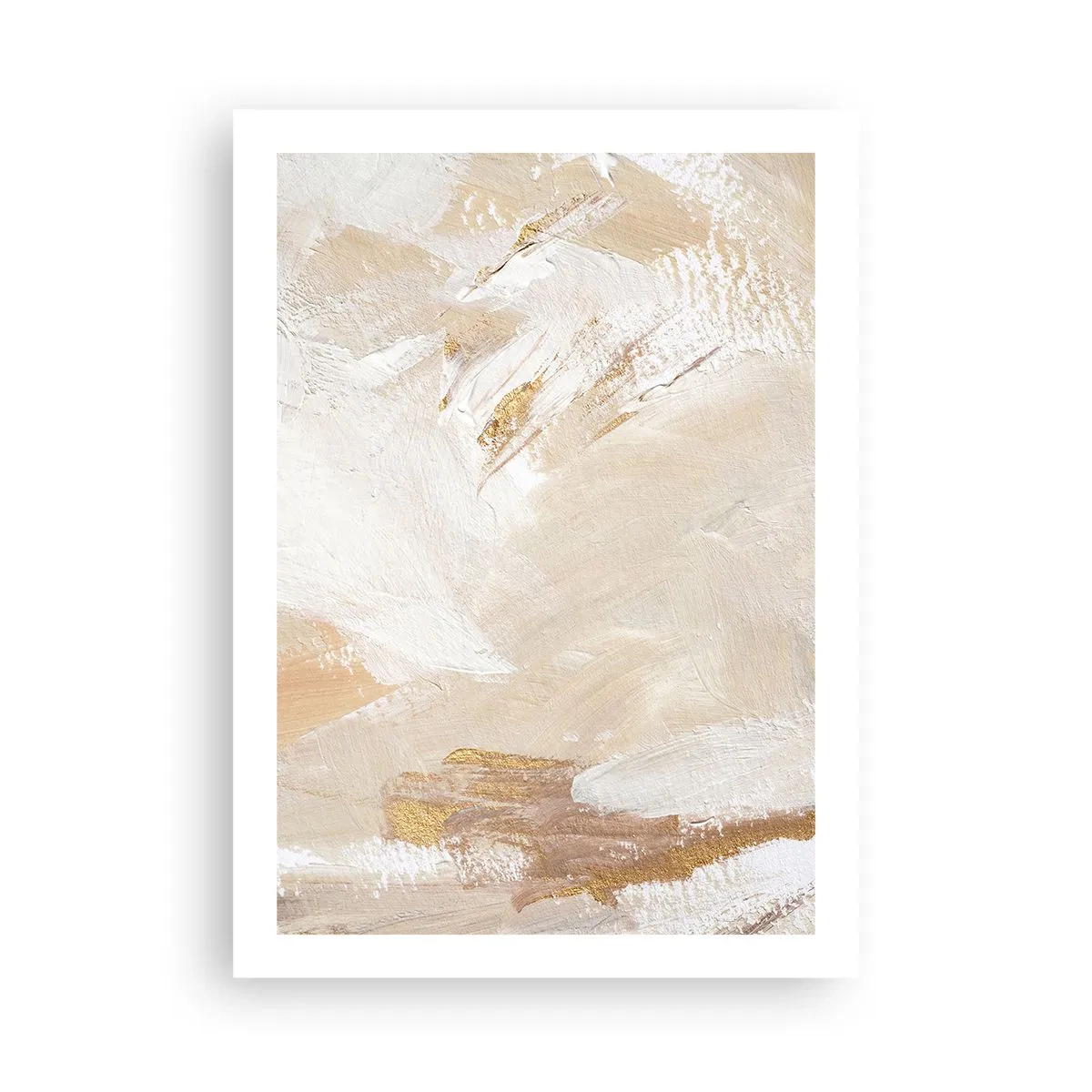 Poster - Abstrakte Pinselstriche in Beige und Gold - 50x70cm - Pastellkomposition - Moderne Wanddekoration für Wohnzimmer und Schlafzimmer ARTTOR