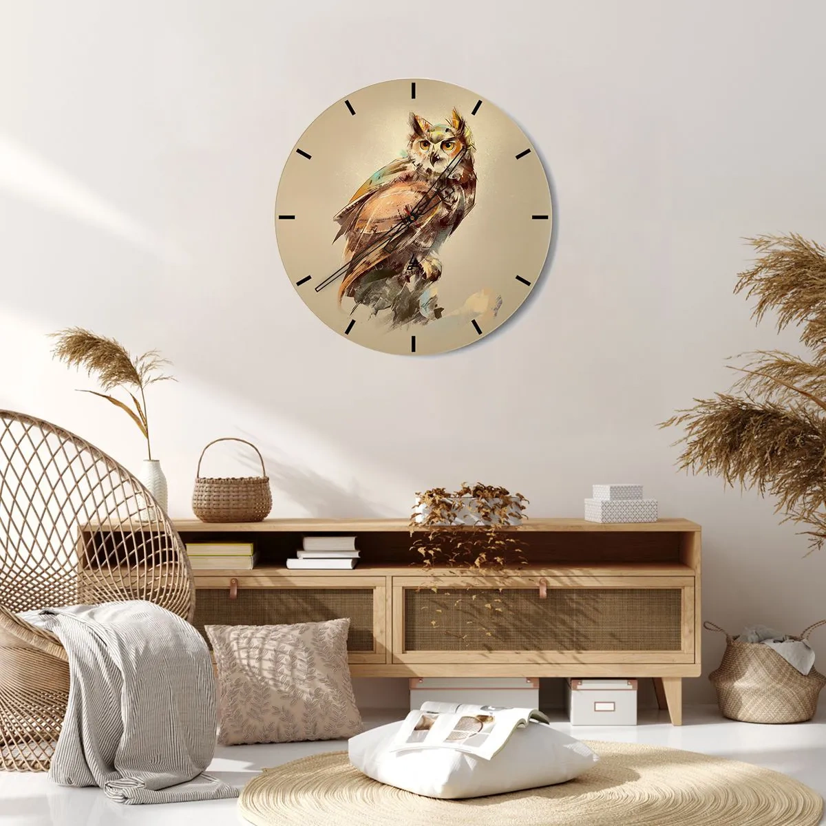 Wanduhr - Glasuhr - Die klügste Eule - bestätigt den Eichenwald - 40x40 cm