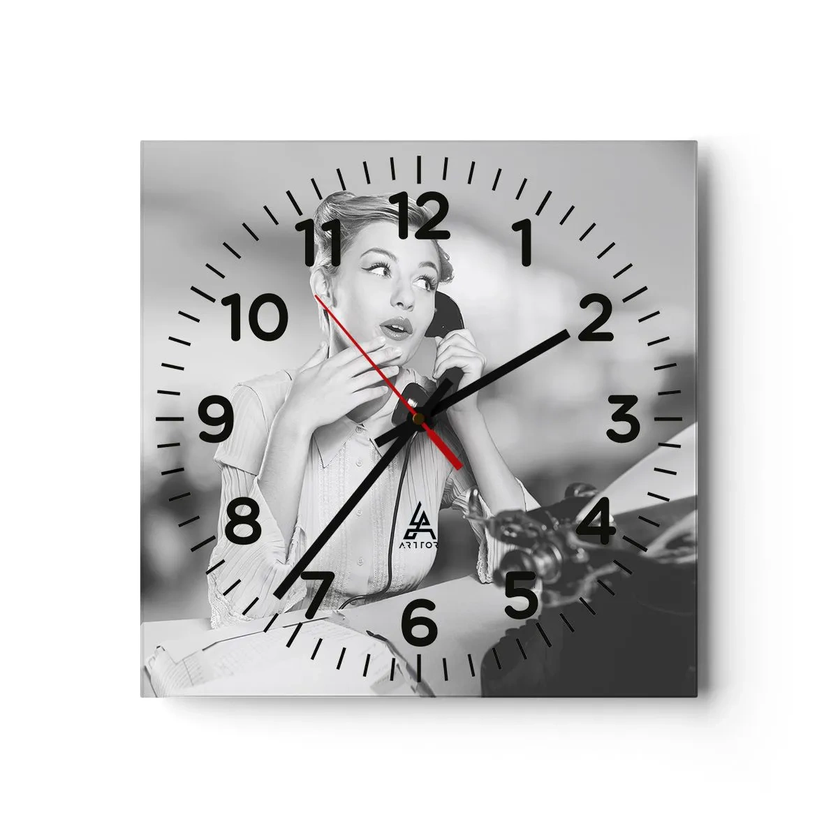 Wanduhr - Glasuhr - Hallo, wir sind in den 1950er Jahren. - 30x30 cm