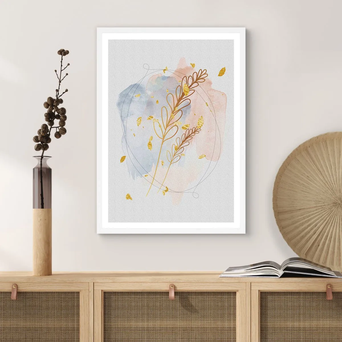 Poster in einem weißen Rahmen - Goldenr Hauch - 30x40 cm