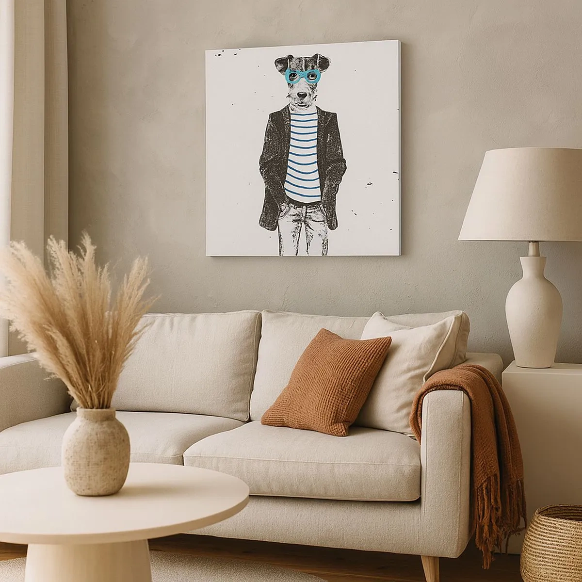 Bild auf Leinwand - Leinwandbild - Auf den Charme des Hundes - 30x30 cm