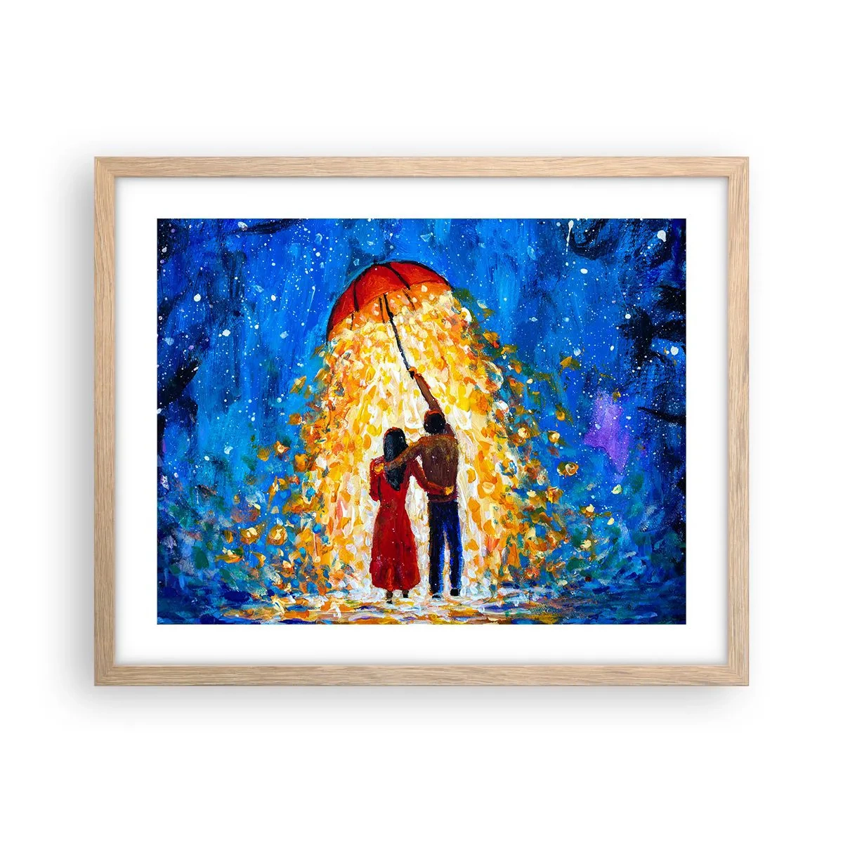 Poster in einem Rahmen aus heller Eiche - Zauber eines Regenabends? - 50x40 cm