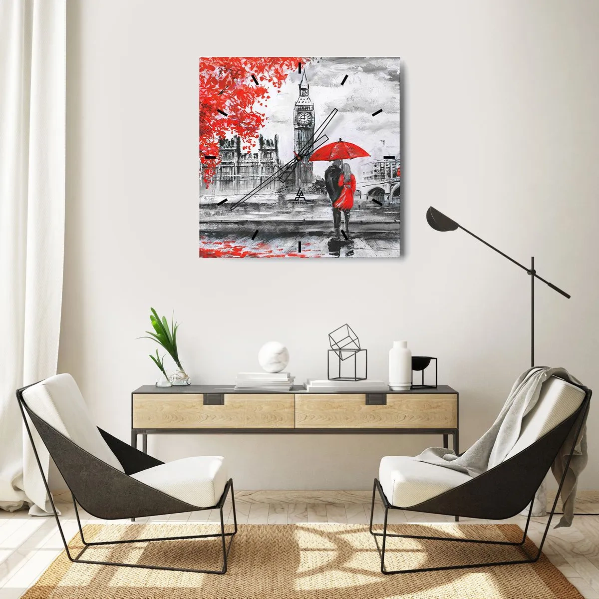 Wanduhr - Glasuhr - Verliebt in London - 30x30 cm