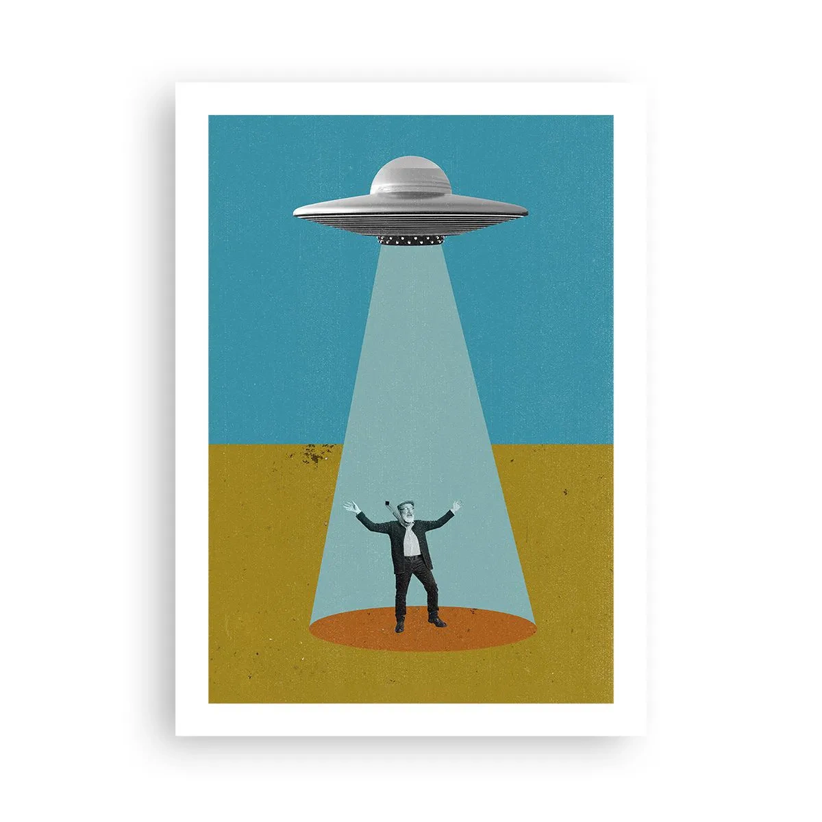 Poster - Retro-Illustration einer UFO-Entführung - 50x70cm - Nahe Begegnung - Moderne Wanddekoration für Wohnzimmer und Schlafzimmer ARTTOR