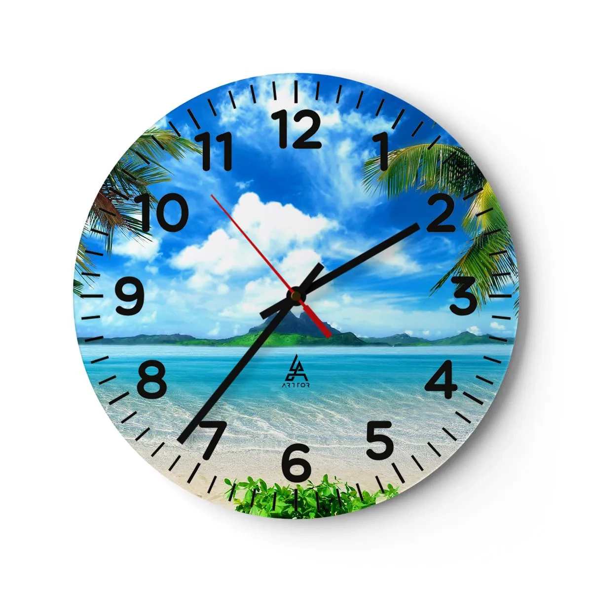 Wanduhr - Glasuhr - Das Azurblau der Tropen - 30x30 cm