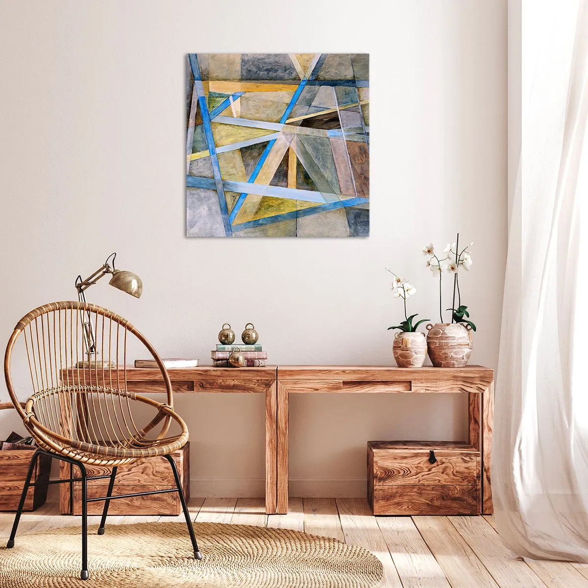 Bild auf Leinwand - Leinwandbild - Gerade oder diagonal? - 30x30 cm