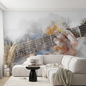 Fototapete Premium Sand - Poesie zwischen den Saiten - Musik, Gitarre, Grafik - 400x280 cm