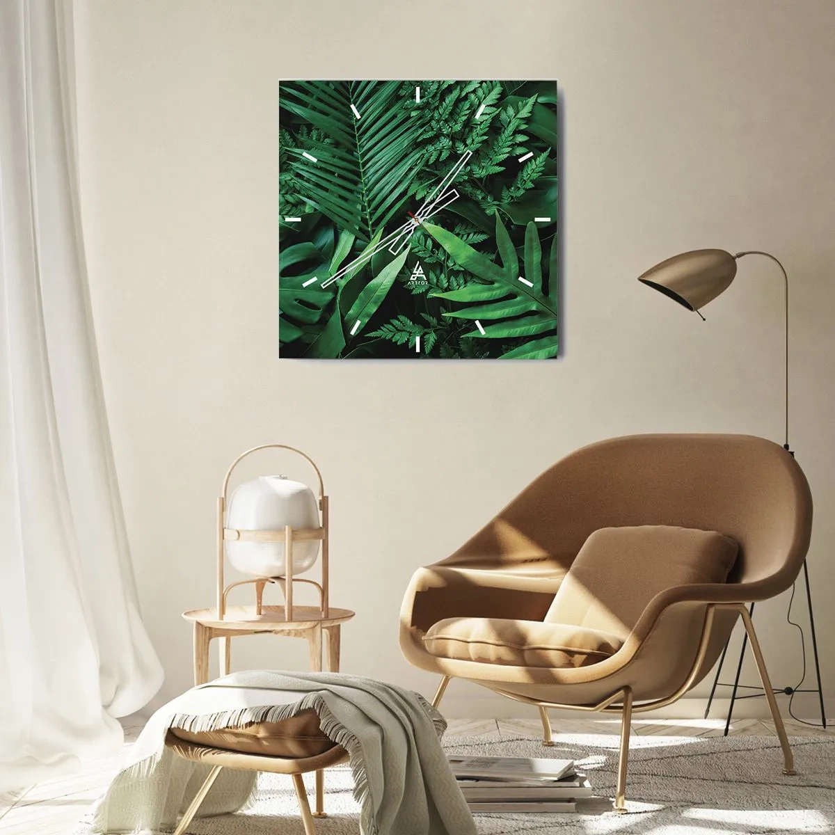 Wanduhr - Glasuhr - Eingebettet ins Grüne - 40x40 cm