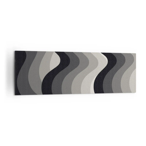 Bild auf Leinwand - Leinwandbild - Schwarz-weiße Wellenmuster in Grautönen - 160x50cm - Eine Welle nach der anderen - Moderne Wanddekoration für Wohnzimmer und Schlafzimmer ARTTOR