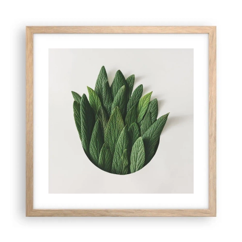 Poster in einem Rahmen aus heller Eiche - Ungebremste Neugier - 40x40 cm