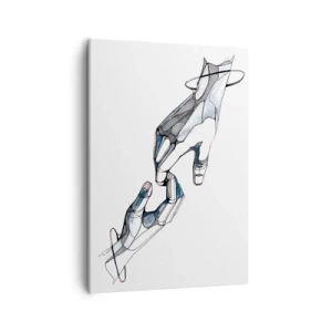 Bild auf Leinwand - Leinwandbild - Künstlerische Darstellung einer Hand in minimalistischer und geometrischer Form - 50x70cm - Eine gute Geste - Moderne Wanddekoration für Wohnzimmer und Schlafzimmer ARTTOR