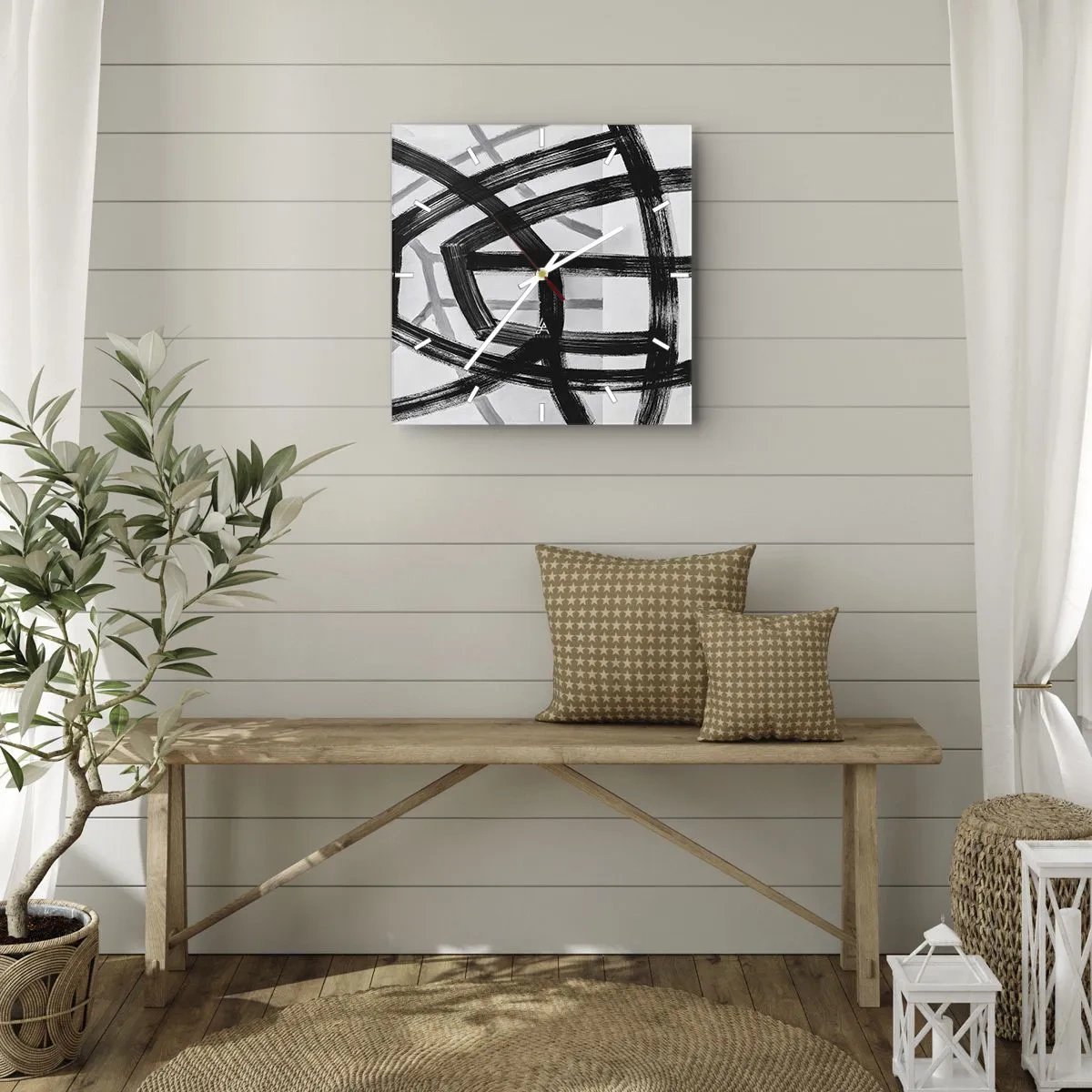 Wanduhr - Glasuhr - Bautiefe - 30x30 cm