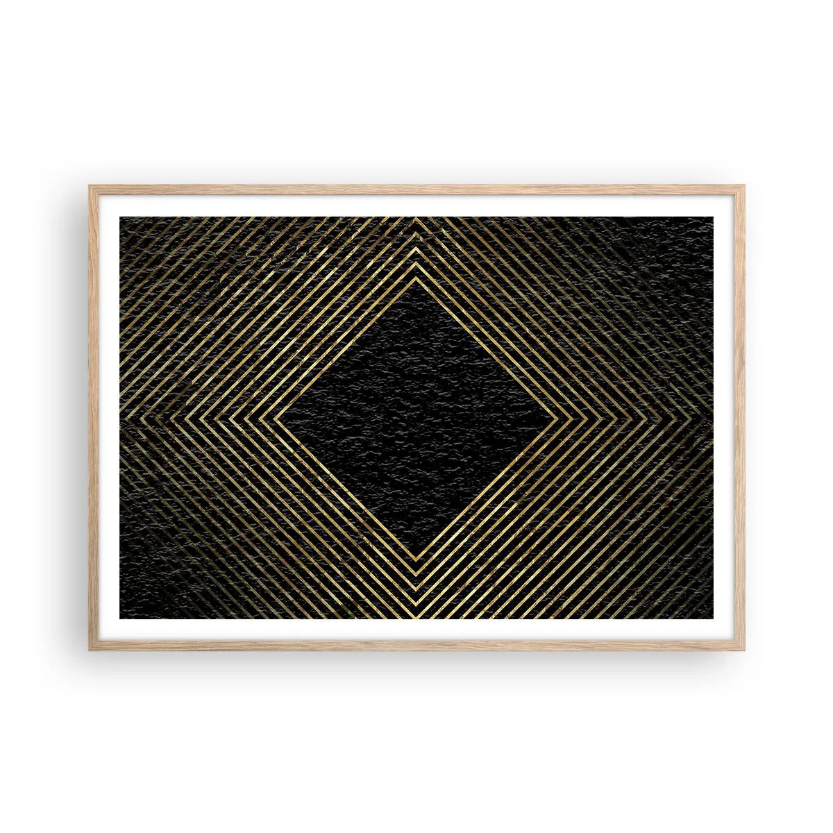 Poster in einem Rahmen aus heller Eiche - Geometrie im glamourösen Stil - 100x70 cm