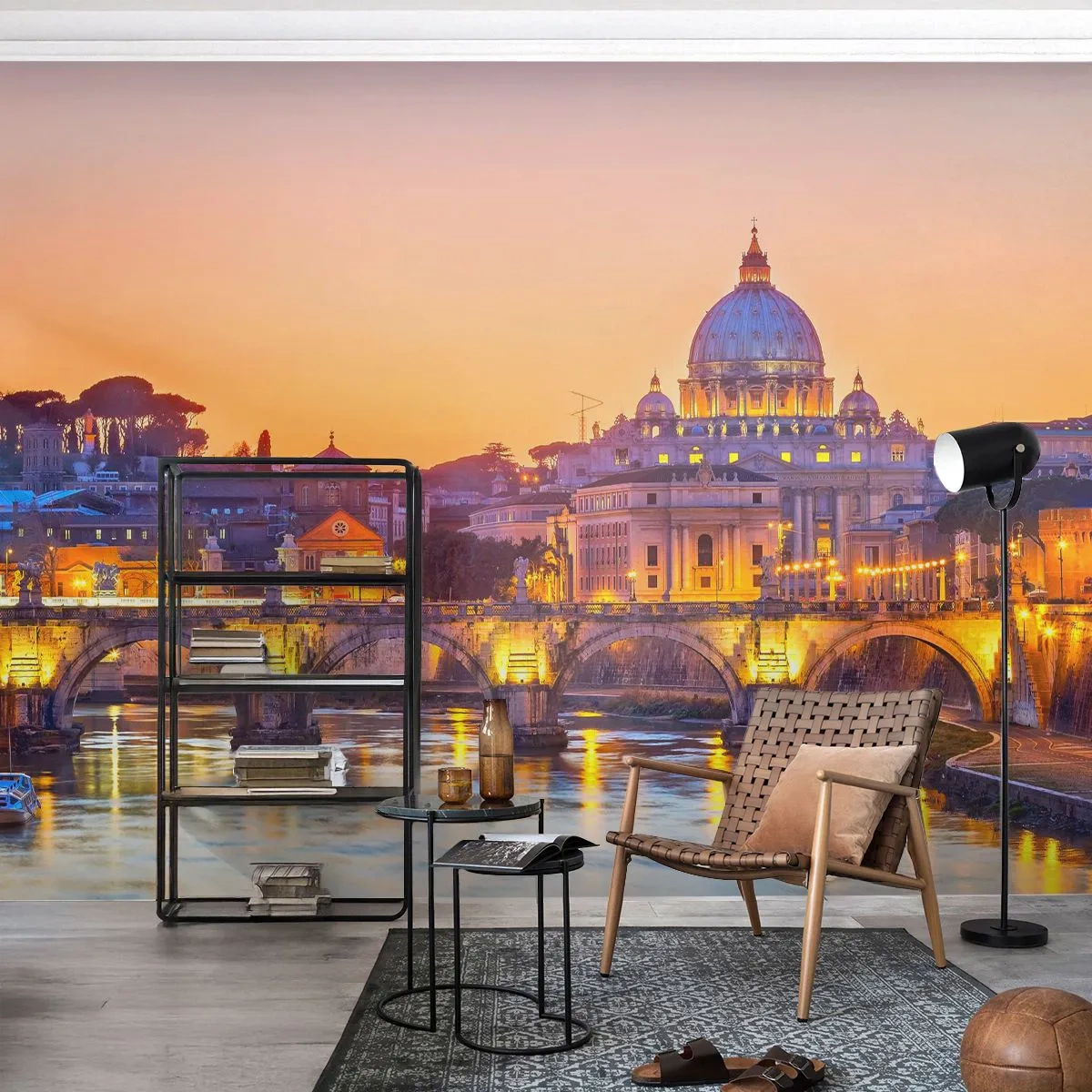 Fototapete Premium Sand - Sonnenuntergang über der ewigen Stadt - Stadt, Rom, Die Architektur - 100x70 cm