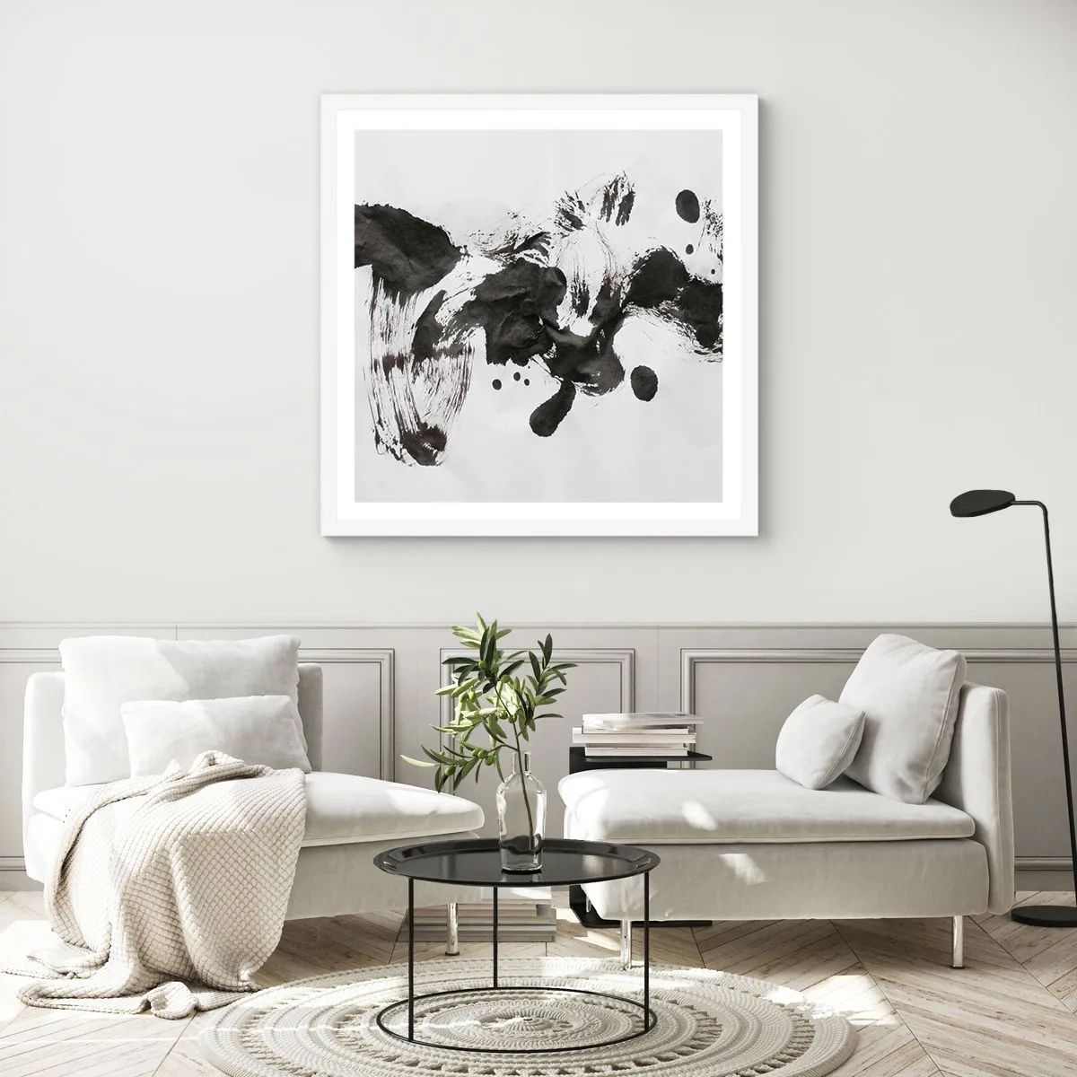 Poster in einem weißen Rahmen - Obwohl das Wahnsinn ist, steckt darin eine Methode? - 60x60 cm