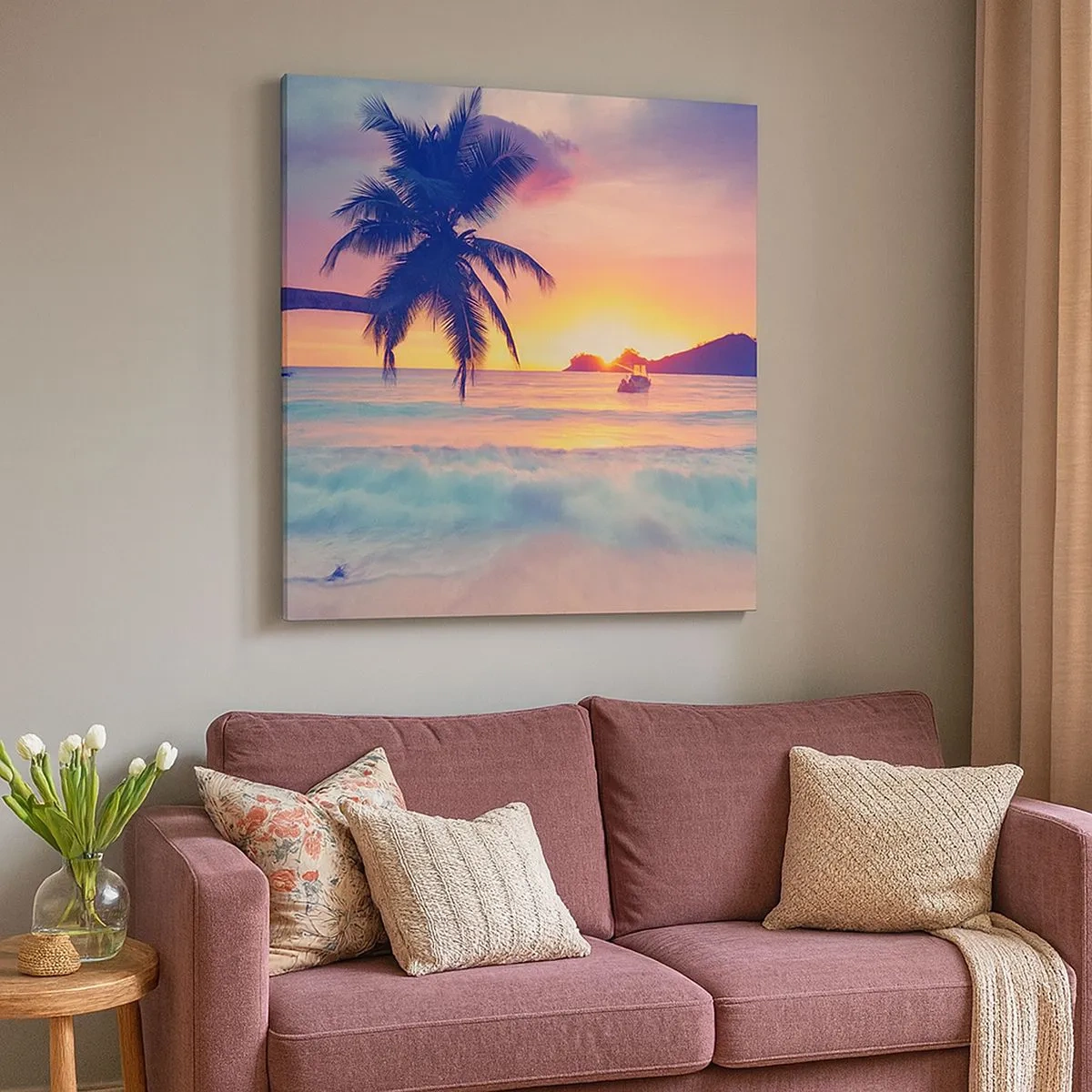 Bild auf Leinwand - Leinwandbild - Ein Abend in der Bucht - 30x30 cm