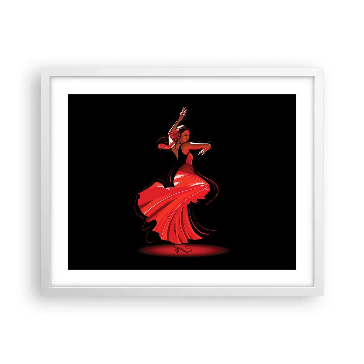 Poster in einem weißen Rahmen - Der feurige Geist des Flamenco - 50x40 cm