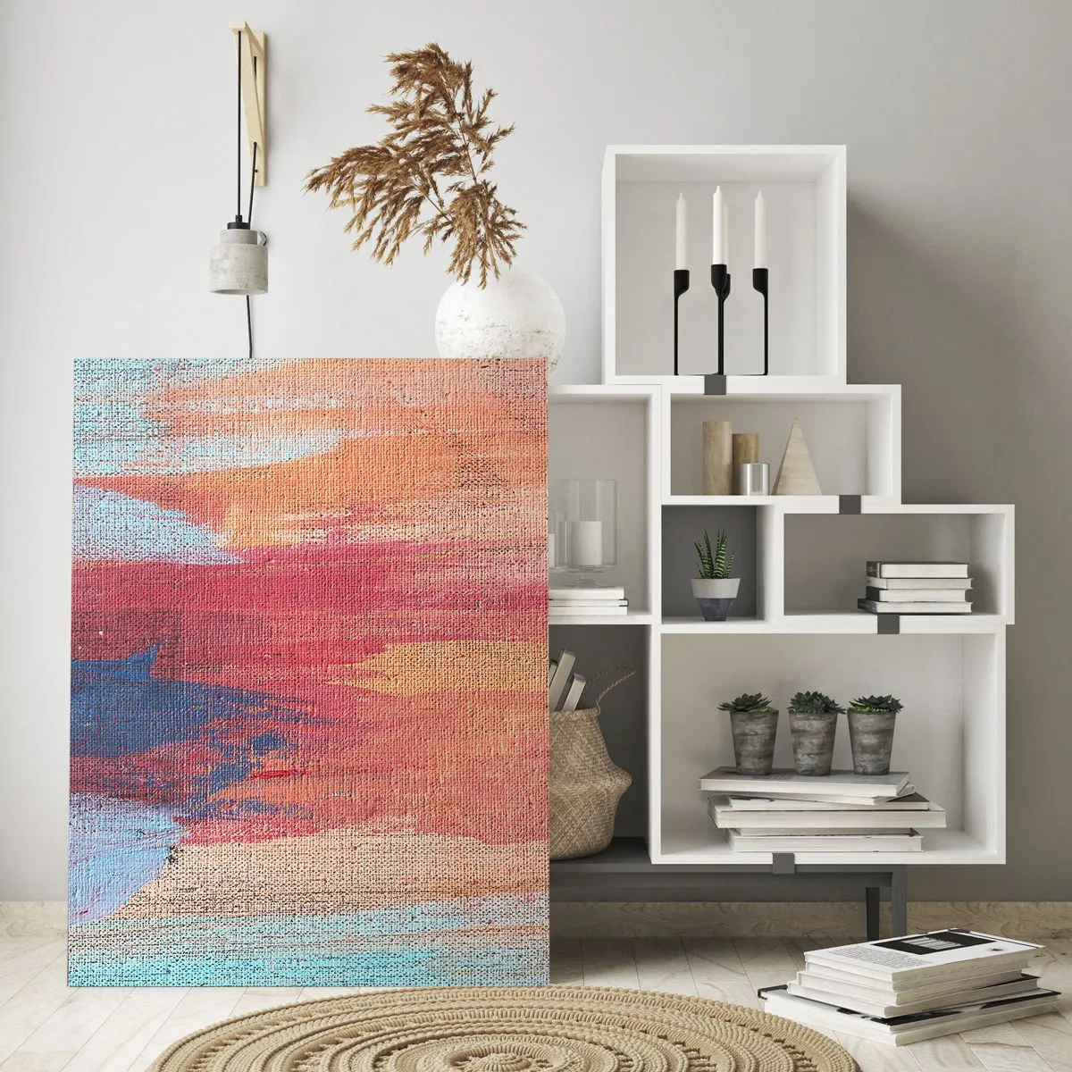 Glasbild - Bild auf glas - Bunte abstrakte Pinselstriche - 80x120cm - Renne den Regenbogen hinunter - Moderne Wanddekoration für Wohnzimmer und Schlafzimmer ARTTOR