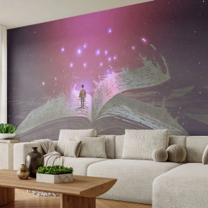 Fototapete Premium Canvas - Einladung in eine andere Welt - lesen Sie! - Grafik, Abstraktion, Stück - 200x140 cm