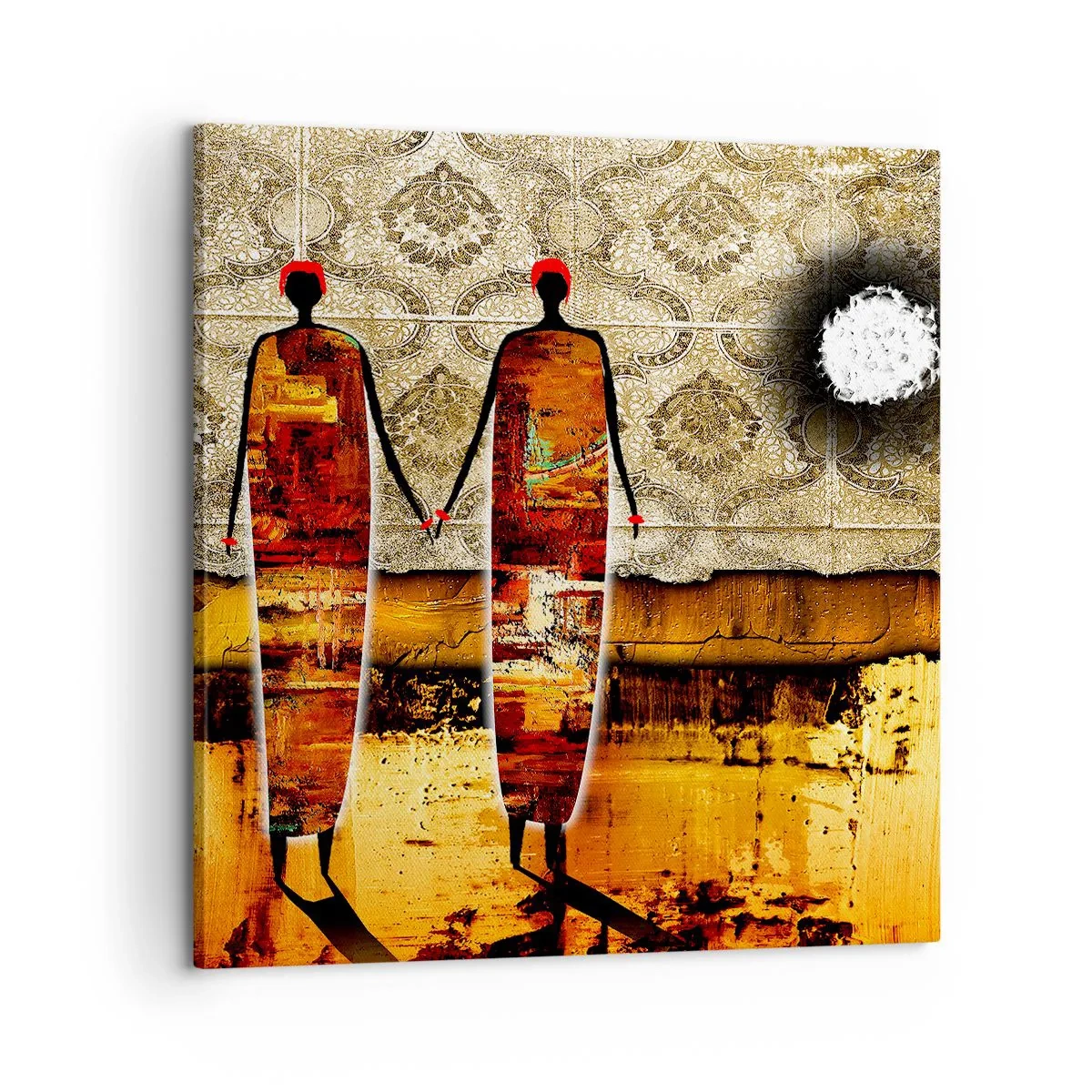Bild auf Leinwand - Leinwandbild - Ethnische Zusammensetzung in den Farben Afrikas - 60x60 cm