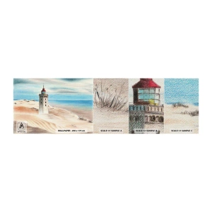 Fototapeten Muster Premium Canvas - Immer aufs Meer starrend - Leuchtturm, Strand, Meer - 100x30 cm